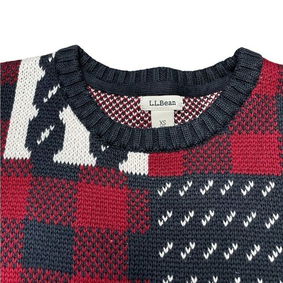 L.L. Bean Heritage Soft Cotton Fisherman Sweater Red White Blue Size XS - Picture 8 of 8